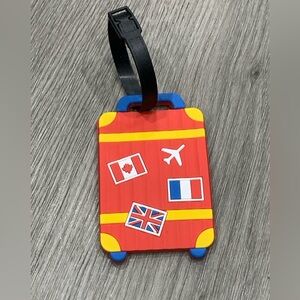 Travel Luggage Tag Red Suitcase Shape Silicone Canada UK France Flags Bag ID